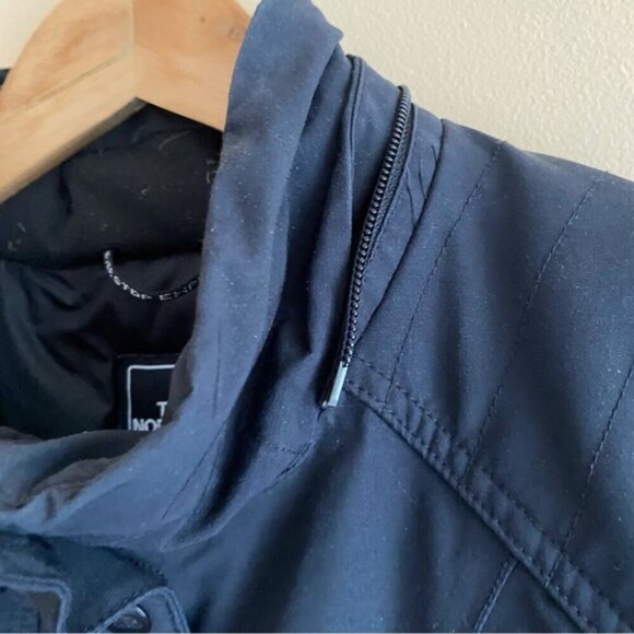 North Face Coat Woman Large Black Hyvent Down Filled Adjustable Pockets NO HOOD - Picture 5 of 16